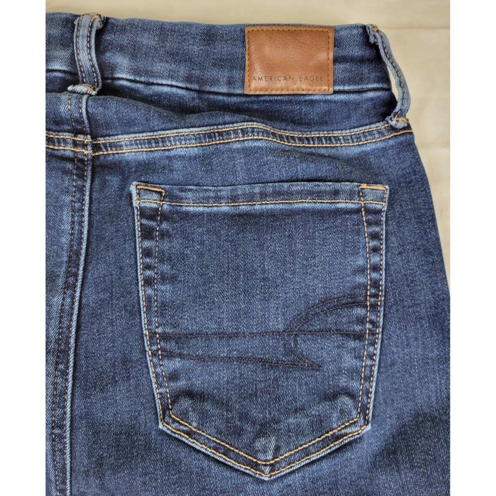 American Eagle Super High-Rise Flare Jeans Luxe Stretch Dark Wash 4 Short 3945 - Picture 9 of 11